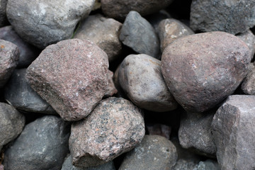 Field stones stacked. Stone field - Central Europe.