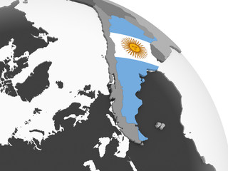 Argentina with flag on globe