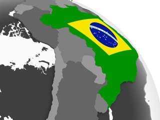 Brazil with flag on globe