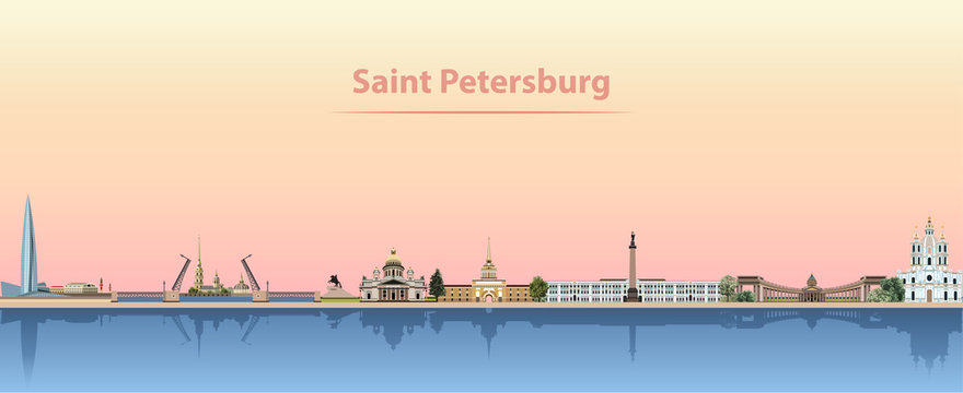 Saint Petersburg skyline at sunrise vector illustration