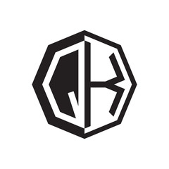 two letter QK octagon negative space logo