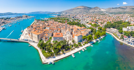 Obraz premium Aerial view of Trogir in summer, Croatia