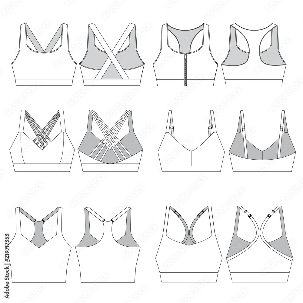 Wall mural vector templates for womens sports bras