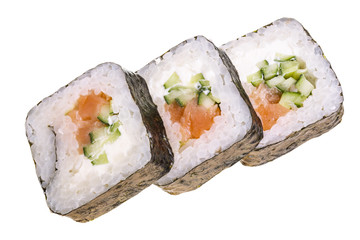 sushi roll isolated on white background without a shadow