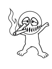 dub pose kiffer joint hanf weed stoned rauchen drogen cannabis kreis rund lustig süß neidlich mund fresse grinsen monster böse gesicht comic cartoon clipart horror halloween