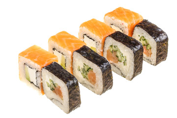 sushi roll isolated on white background without a shadow