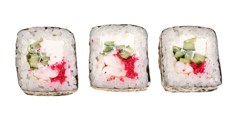 sushi roll isolated on white background without a shadow