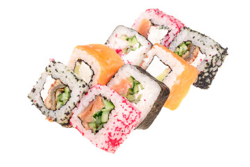 sushi roll isolated on white background without a shadow