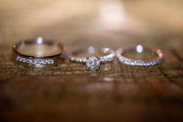 Bride and Groom Diamond Wedding Rings side by side