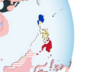 Philippines with flag on globe