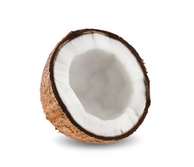 Coconut with shadow isolated on white background