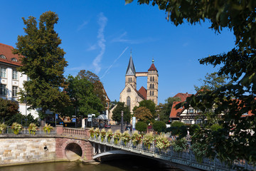 historic town esslingen germany on the neckar river - obrazy, fototapety, plakaty