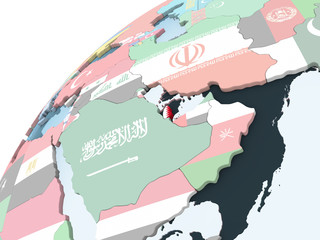 Fototapeta premium Qatar with flag on globe