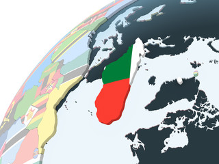 Obraz premium Madagascar with flag on globe