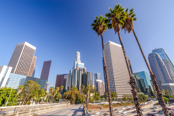 De skyline van het centrum van Los Angeles
