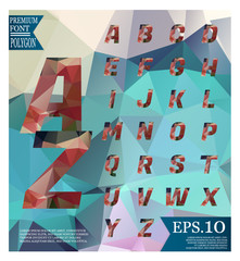 Fototapeta premium Font lowpoly on abstract background low poly textured triangle shapes in random pattern design