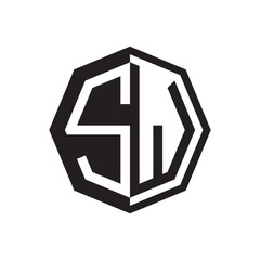 two letter SW octagon negative space logo