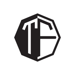 two letter TF octagon negative space logo