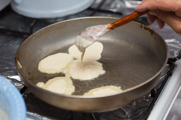 making pancakes for breakfast