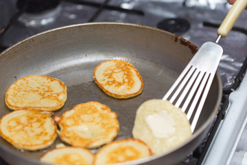 making pancakes for breakfast