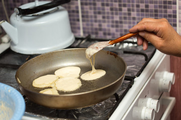 making pancakes for breakfast