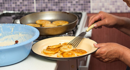 making pancakes for breakfast