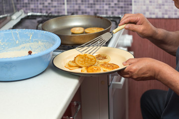 making pancakes for breakfast
