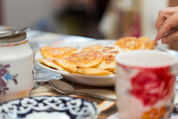 delicious pancakes on a plate for breakfast
