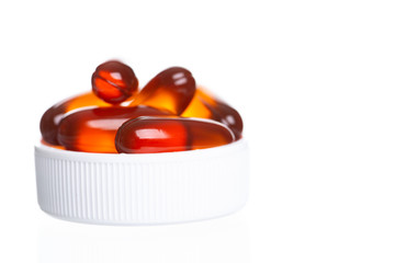 Lecithin gel pills capsule isolated on white