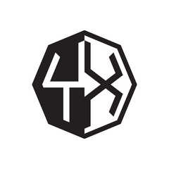 two letter YX octagon negative space logo