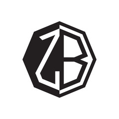 two letter ZB octagon negative space logo