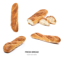 Layout made of bread. Flat lay. Food concept.