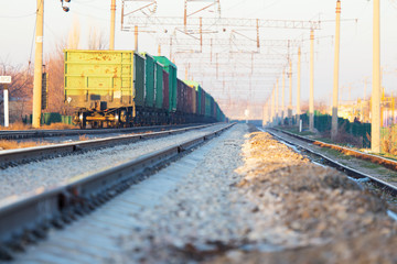 Obraz premium the train departs for the railway