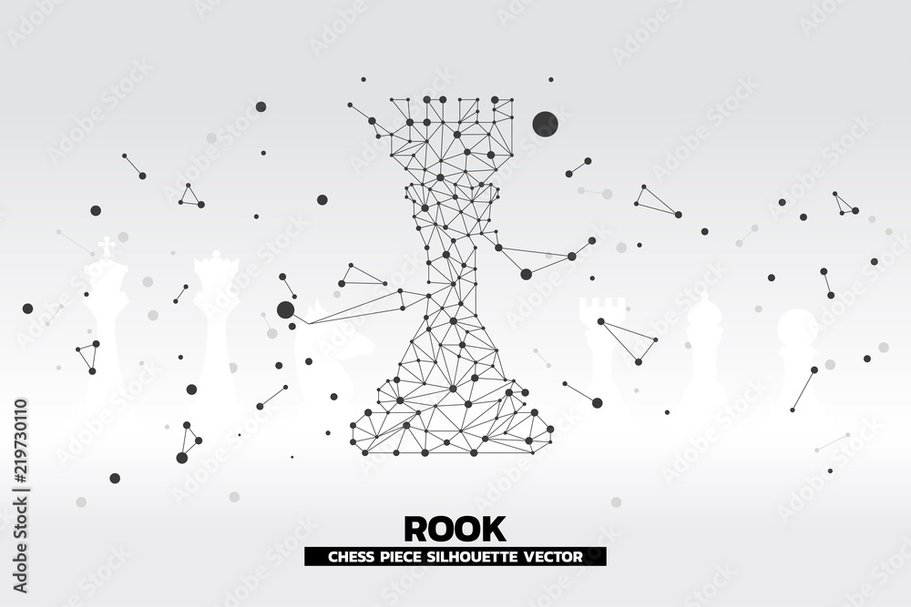 Poster low polygon dot connected line of rook chess piece vector. icon for planning and strategy thinking