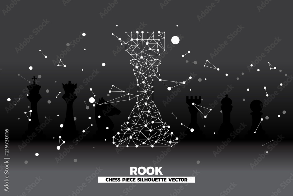 Aufkleber low polygon dot connected line of rook chess piece vector. icon for planning and strategy thinking