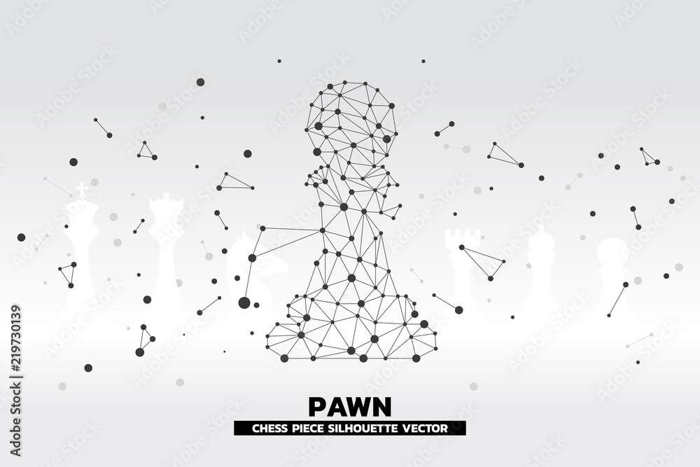 Poster low polygon dot connected line of pawn chess piece vector. icon for planning and strategy thinking