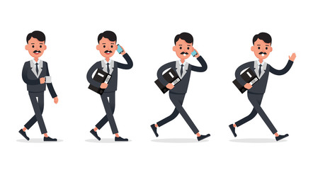 Businessman doing different gestures. Character vector design. no26