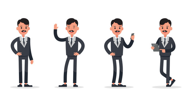 Businessman doing different gestures. Character vector design. no27