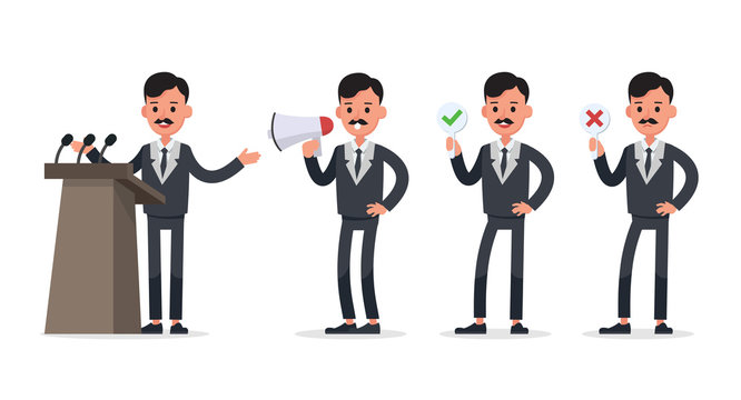 Businessman doing different gestures. Character vector design. no30