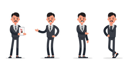 Businessman doing different gestures. Character vector design. no32