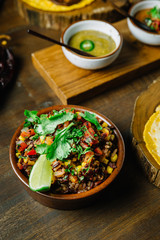 Authentic Mexican Rice (Arroz Rojo) mix with rice berry, tomato and corn.