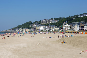 Trouville, France - July 05, 2018: coast of the English Channel in Trouville