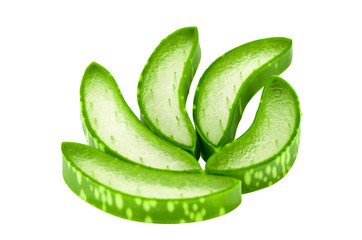 Slice Aloe Vera isolated on white background with clipping path.