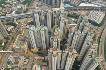 Top view of Hong Kong skyscraper