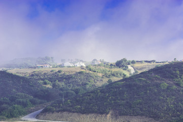 Fototapeta na wymiar Portuguese village in morning mist