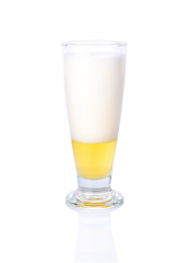 Beer with bubble on glass isolated on white background
