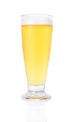 Beer with bubble on glass isolated on white background