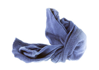 Old grey sock on a white background