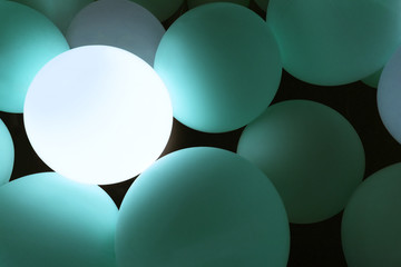 illuminated blue balloon background