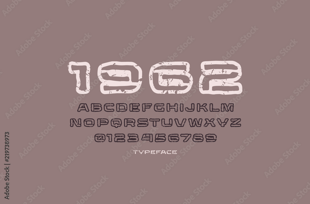 Fototapete hollow extended sans serif font in the style of handmade graphics